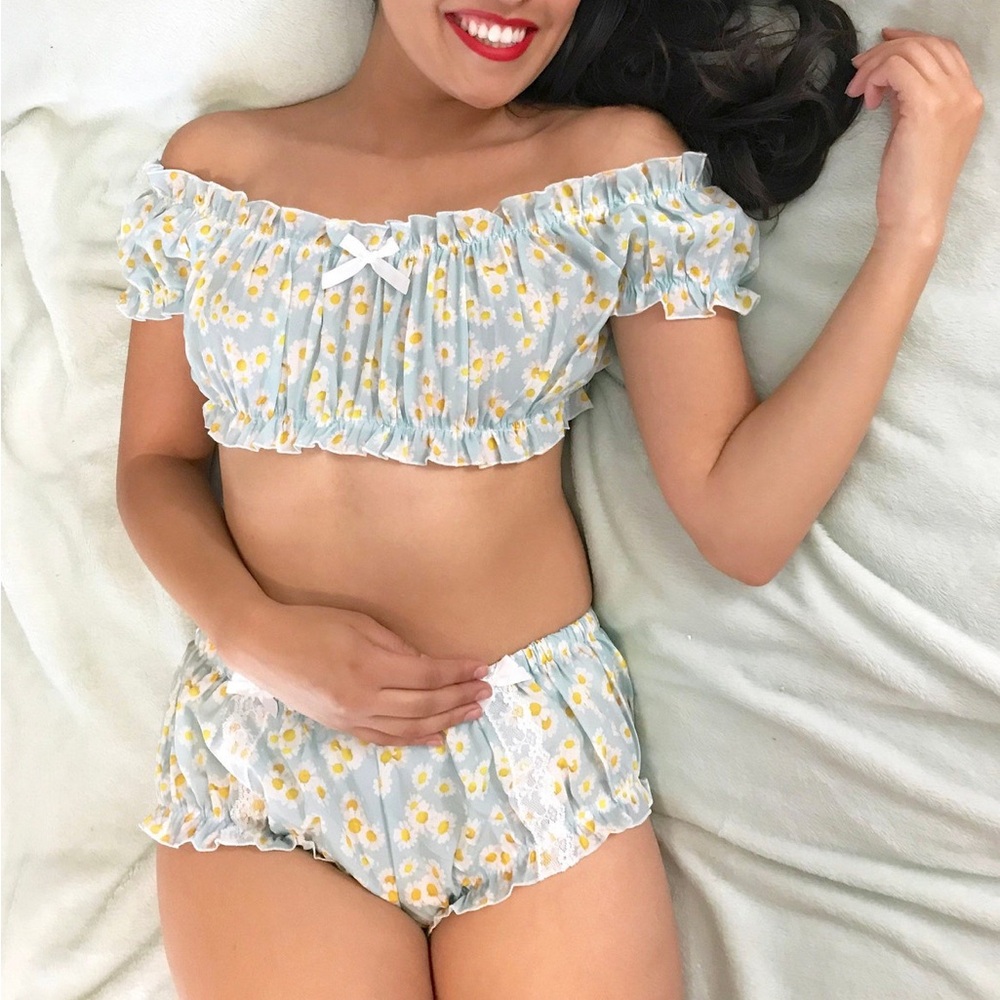 Bloomers - Sugar Lace Lingerie Handmade Summer Breeze Daisy Print Size 1XL
